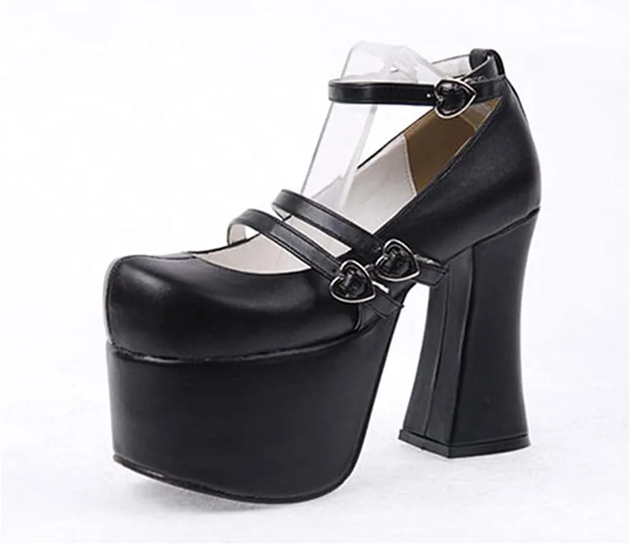 Women's 12.5cm High Heels Thick Platform Pumps Queen Cosplay Gothic Punk Lolita Shoes