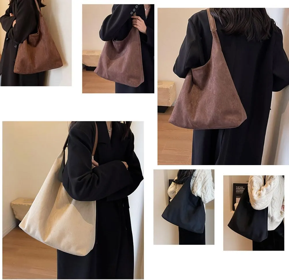 Women's Coffee Brown Faux Suede Hobo Bag, 14.17" x 12.2" x 5.12"