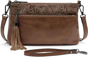 Women's Crossbody Handbag Small Vintage, Ladies Wallet Western Adjustable Phone Purse Clutch Turquoise Concho Embossed