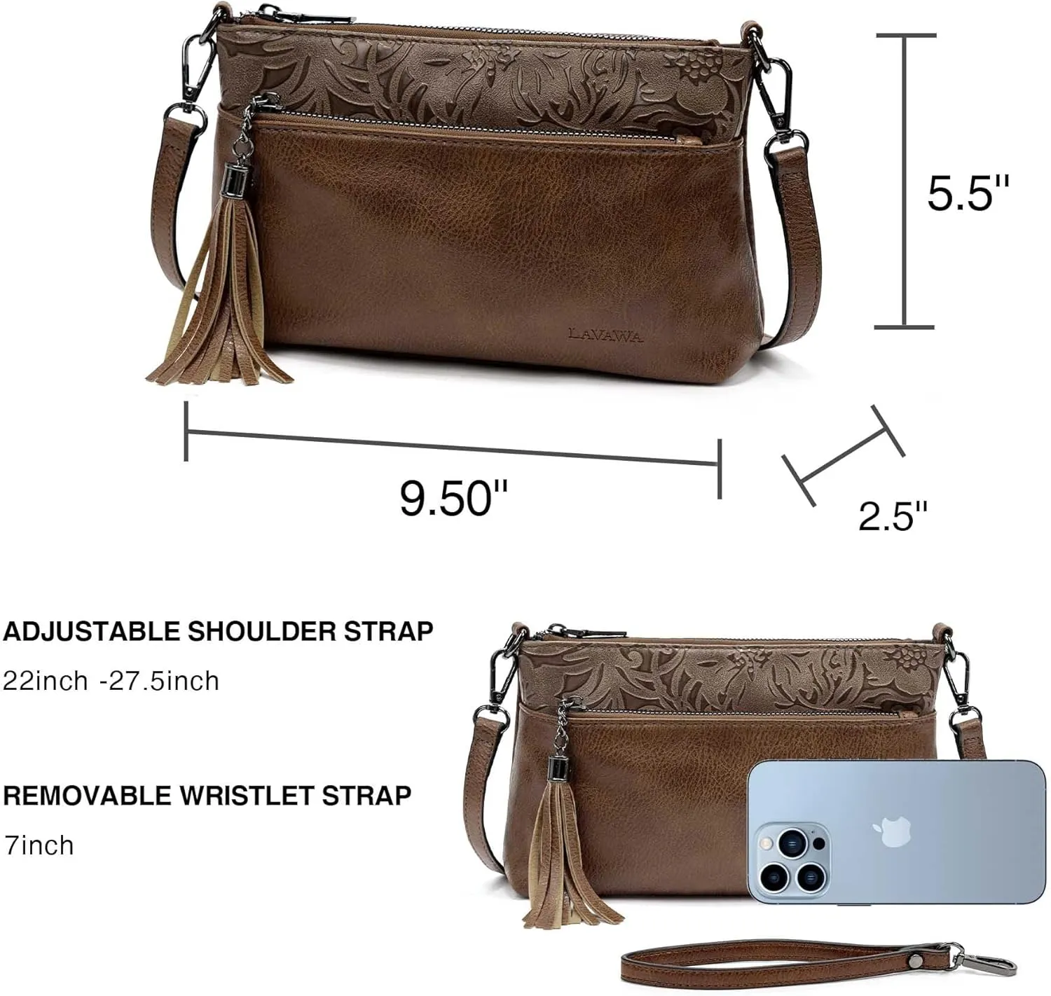 Women's Crossbody Handbag Small Vintage, Ladies Wallet Western Adjustable Phone Purse Clutch Turquoise Concho Embossed