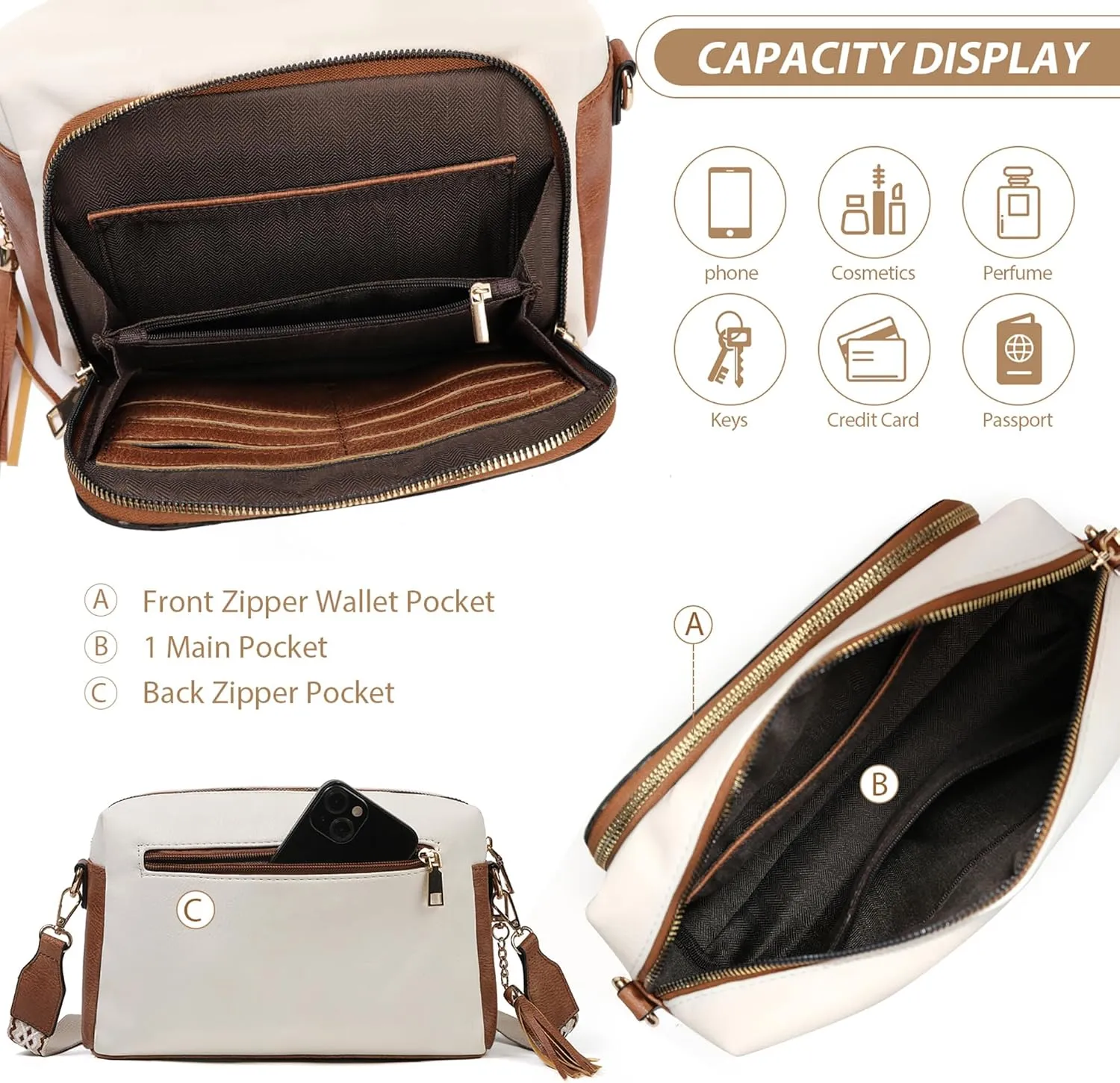Womens Crossbody Purses,Vegan Leather Medium Cross Body Purses Bag for women,Crossbody Messenger Bag Built in Wallet