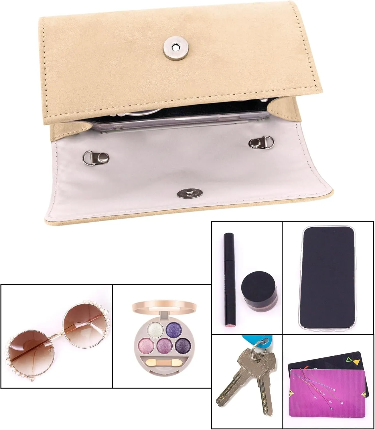 Womens Elegant Suede Evening Envelop Bag Handbag Clutch Purse for Wedding Party Prom