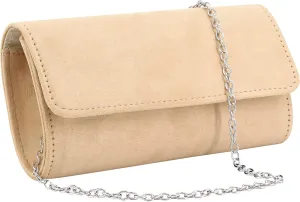 Womens Elegant Suede Evening Envelop Bag Handbag Clutch Purse for Wedding Party Prom