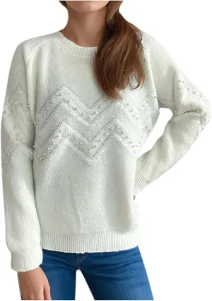 Womens Fall Fashion Sweaters 2024 Long Sleeve Crewneck Knitted Pullover Tops Embroidered Boho Tunic Sweater