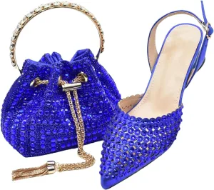 Women's Gold-Tone Nigerian Wedding Shoe & Bag Set - Luxury Rhinestone-Embellished Party Collection
