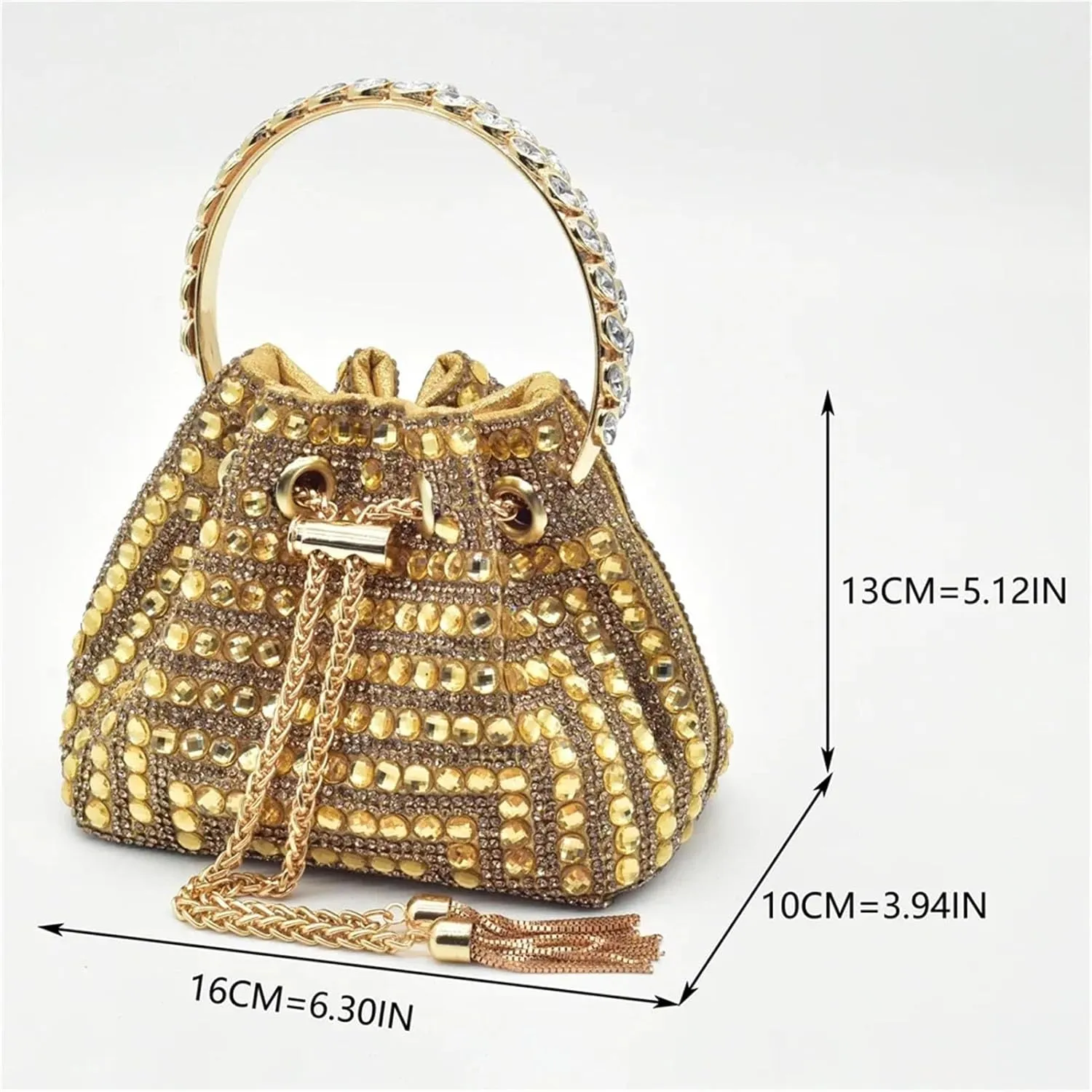 Women's Gold-Tone Nigerian Wedding Shoe & Bag Set - Luxury Rhinestone-Embellished Party Collection
