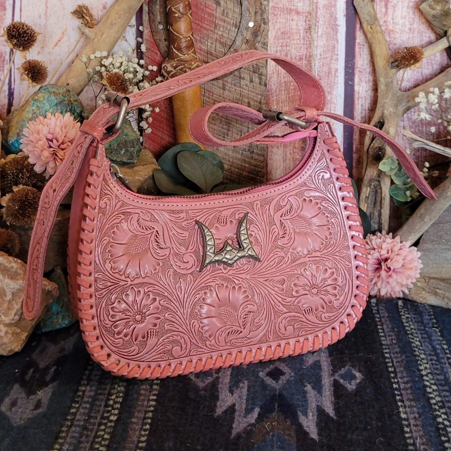 Women's Hand Tooled  Leather Purse "Dannia" by Loyal West LW-SS25-041 SB