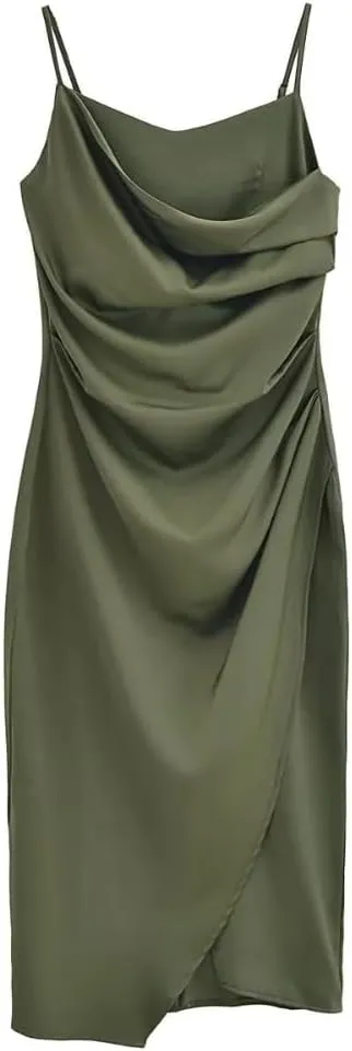 Women's High Waist Bodycon Midi Dress - Summer Sleeveless Patchwork Fitted Dress