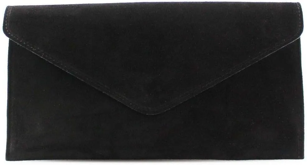 Womens Ladies Real Suede Leather Envelope Clutch Evening Shoulder Chain Bag