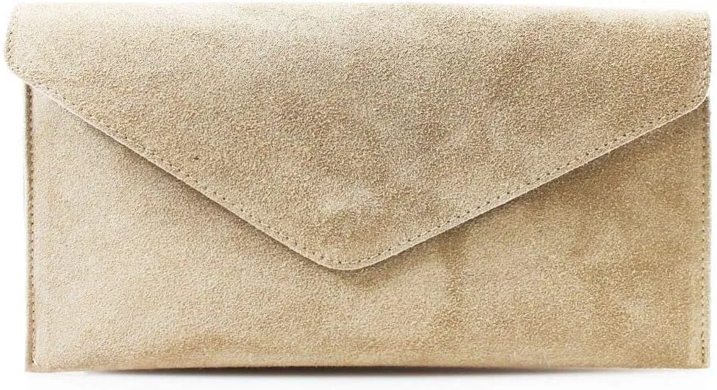 Womens Ladies Real Suede Leather Envelope Clutch Evening Shoulder Chain Bag