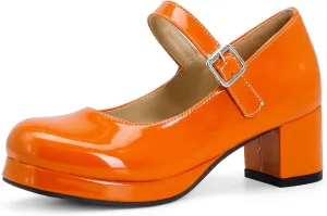 Womens Lolita Shoes Patent Leather Mary Jane Platform Chunky Heeled Pumps