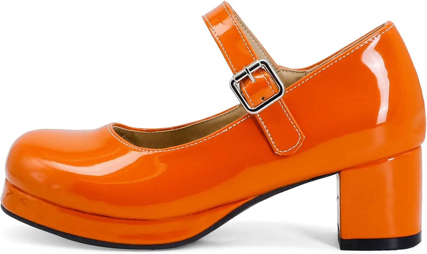 Womens Lolita Shoes Patent Leather Mary Jane Platform Chunky Heeled Pumps