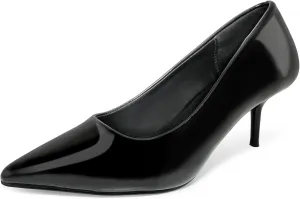 Women's Low Kitten Heels 2.6 Inch Closed Pointed Toe Heels Shoes Slip On Classic Office Dress Pumps