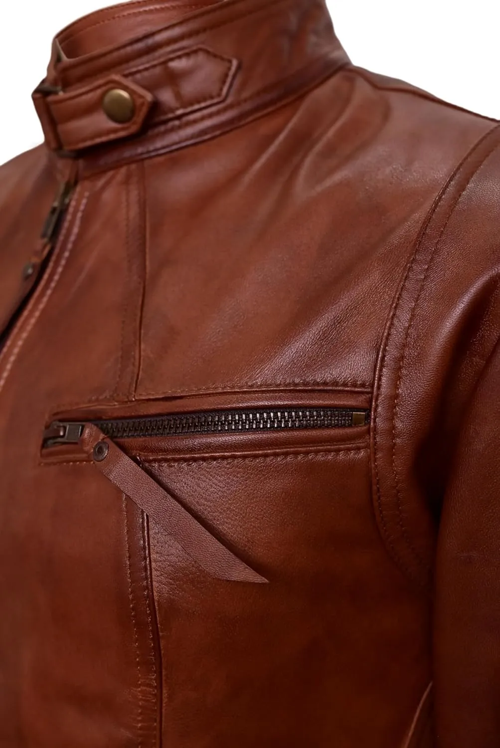 Women's Motorcycle Genuine Leather Jacket - Lambskin Leather Jacket Woman - Real Leather Jackets for Women