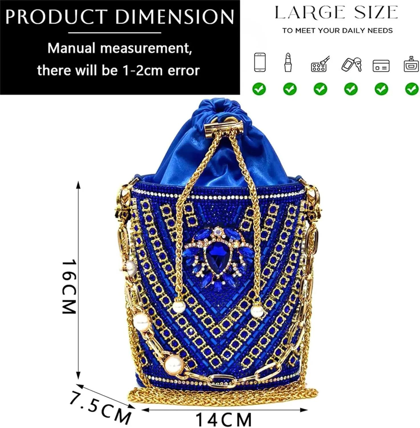 Women's Nigerian Blue Bridal Set - Rhinestone-Embellished Pumps & Beaded Clutch for Traditional Weddings