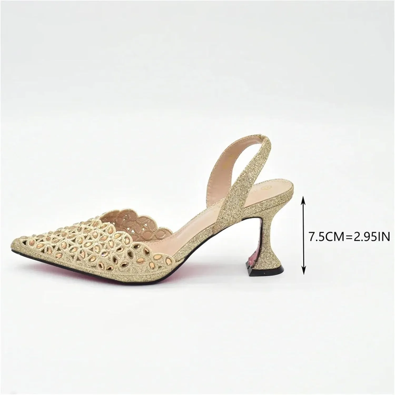 Women's Nigerian Bride Luxury Set - High Heel Italian Shoes & Rhinestone-Embellished Wedding Bag