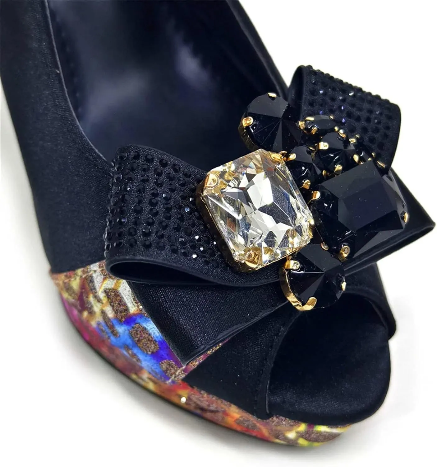Women’s Nigerian Designer Inspired Wedding Shoes and Clutch Combo Rhinestone Decorated High Heels for Special