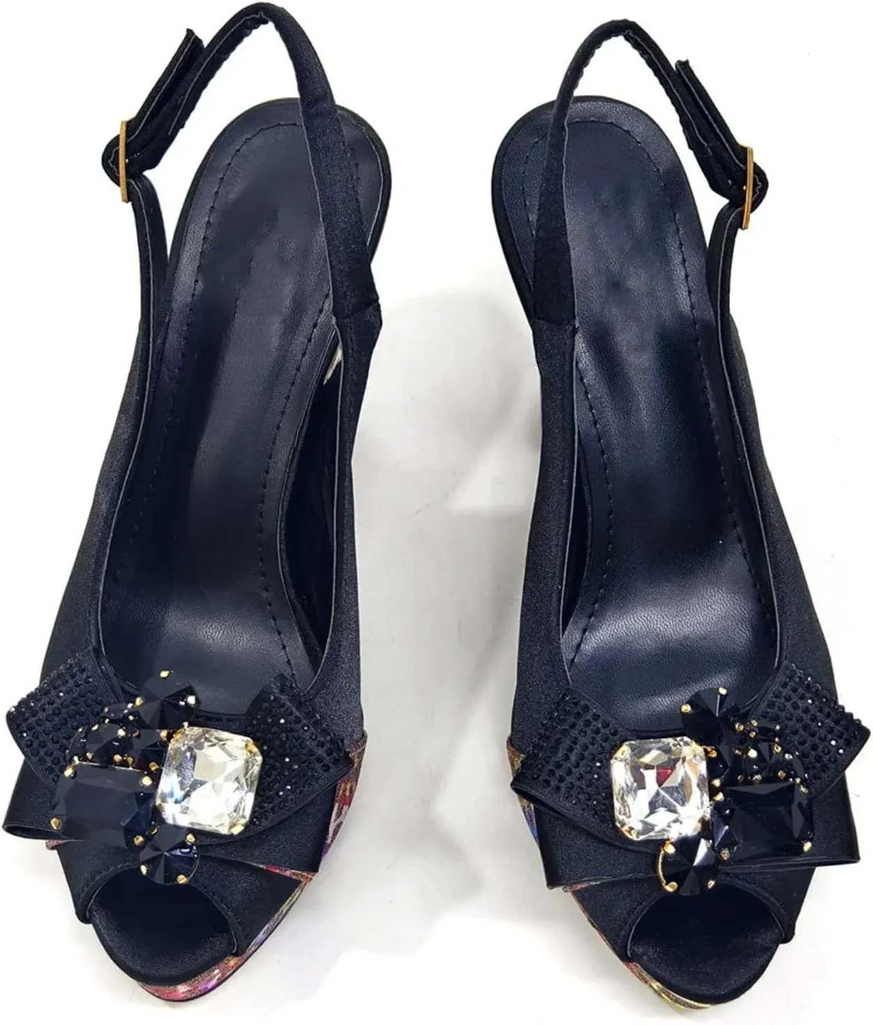 Women’s Nigerian Designer Inspired Wedding Shoes and Clutch Combo Rhinestone Decorated High Heels for Special
