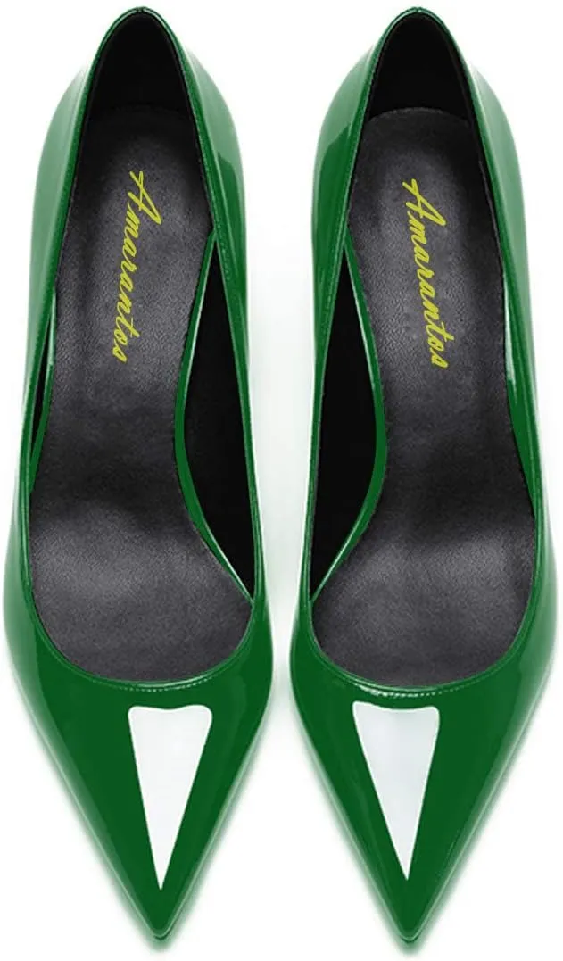 Women's Patent Leather Slip On Pointed Toe Ultra Low Kitten Heel Basic Dress Pumps Shoes