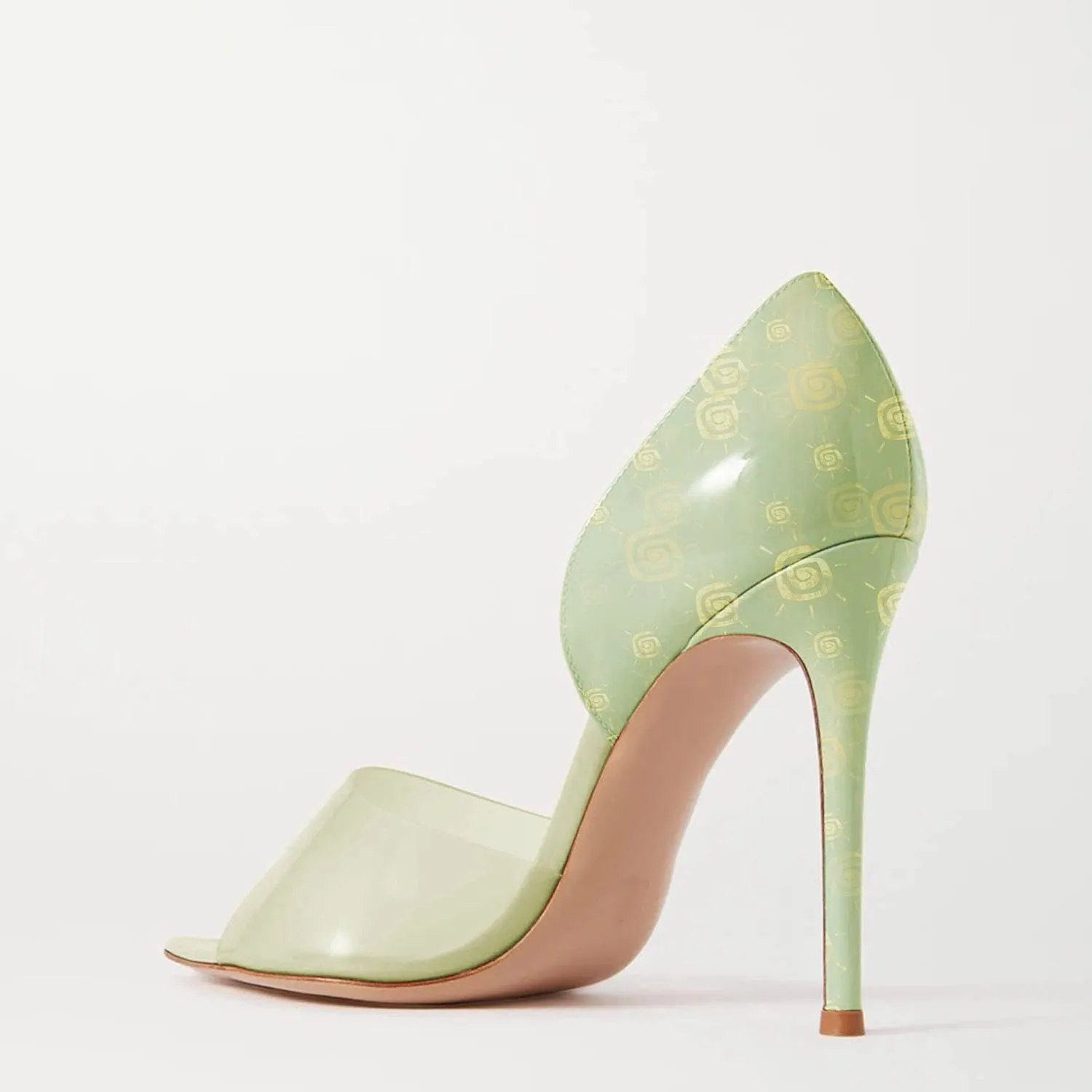 Women's Pointed Open Toe Stiletto High Heels Sandals,Geometric Patent Leather Back Slippers for Sexy Ladies,Peek Arch Slip on Mules with Daily Work Girls,Translucent PVC Strappy for Bridal Wedding Masquerade Event Size US 4-16