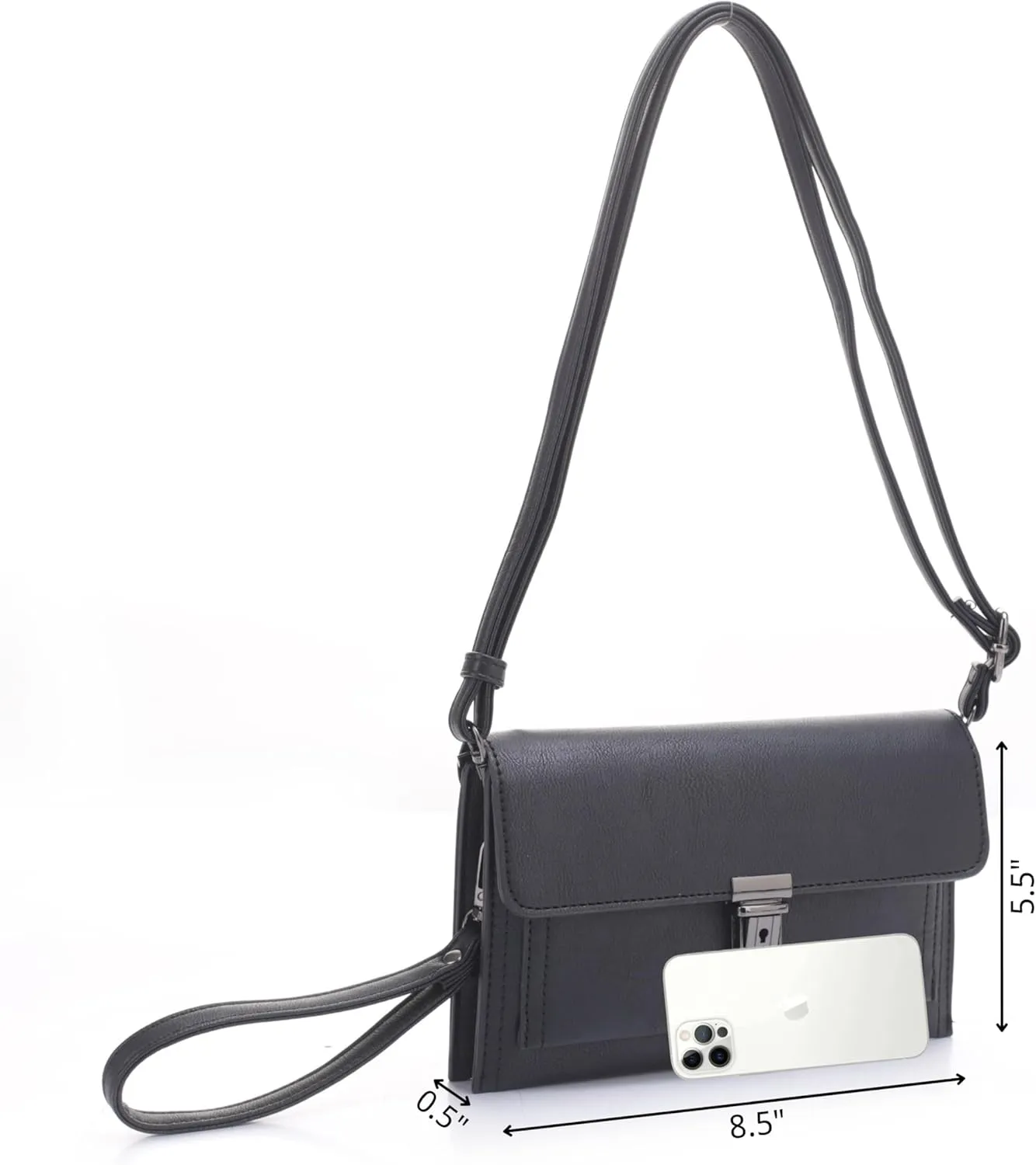 Women's Pushlock Shoulder Crossbody Clutch Purse Bag Wristlet
