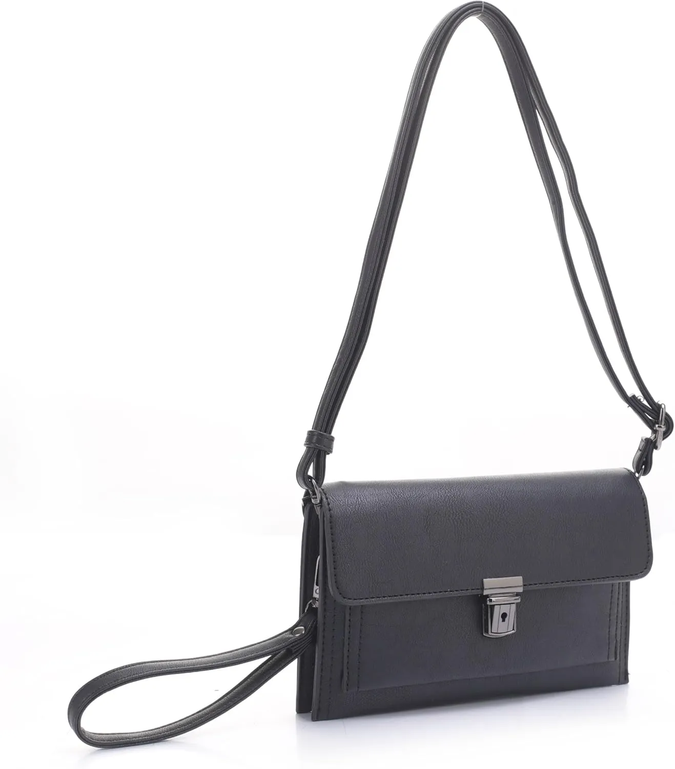 Women's Pushlock Shoulder Crossbody Clutch Purse Bag Wristlet