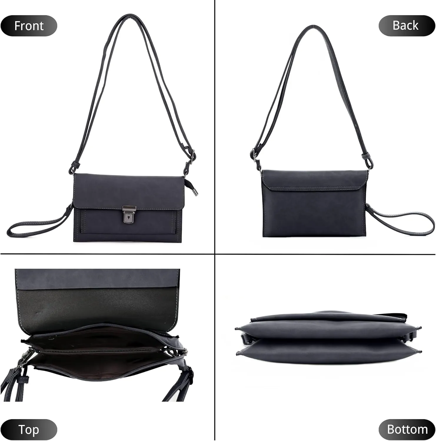 Women's Pushlock Shoulder Crossbody Clutch Purse Bag Wristlet