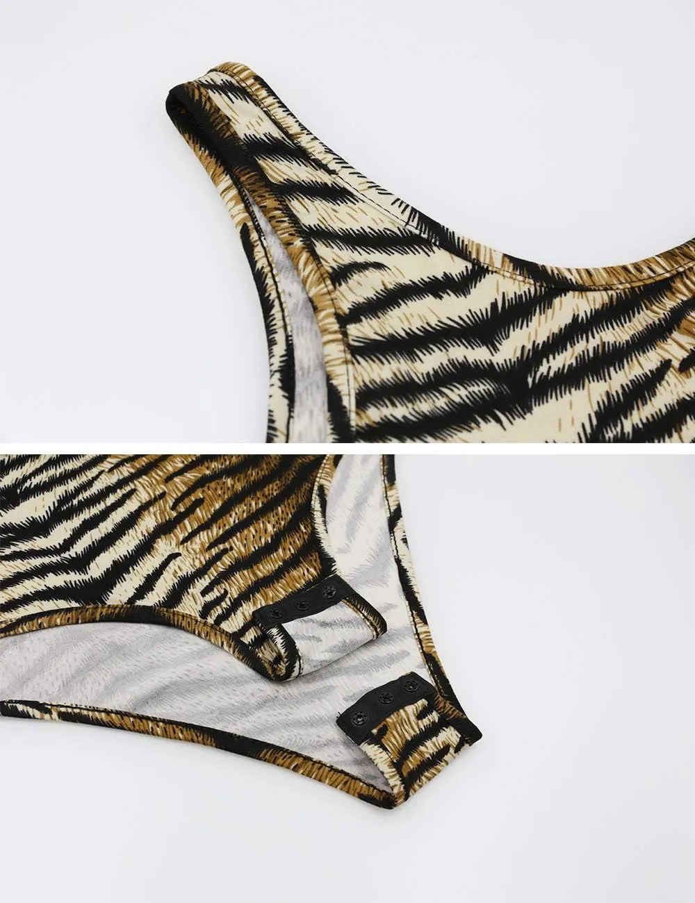 Women's Sexy Bodysuit Leopard Snake Skin Leotard Tank Top Sleeveless Scoop Neck Bodycon Jumpsuit Onesie Romper