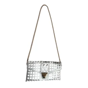 Women's Silver & Gold Chain Strap Studded Shoulder Clutch