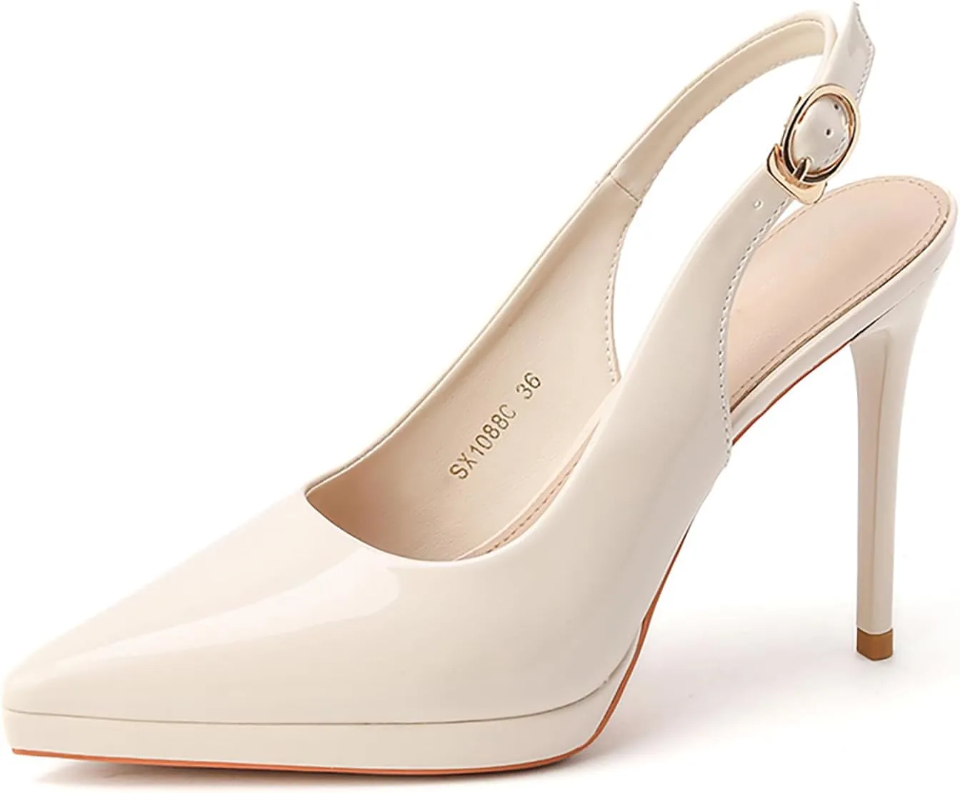 Women's Slingback High Heels Patent Leather Platform Closed Pointed Toe Stilettos Pumps Fashion Party Dress Shoes for Women
