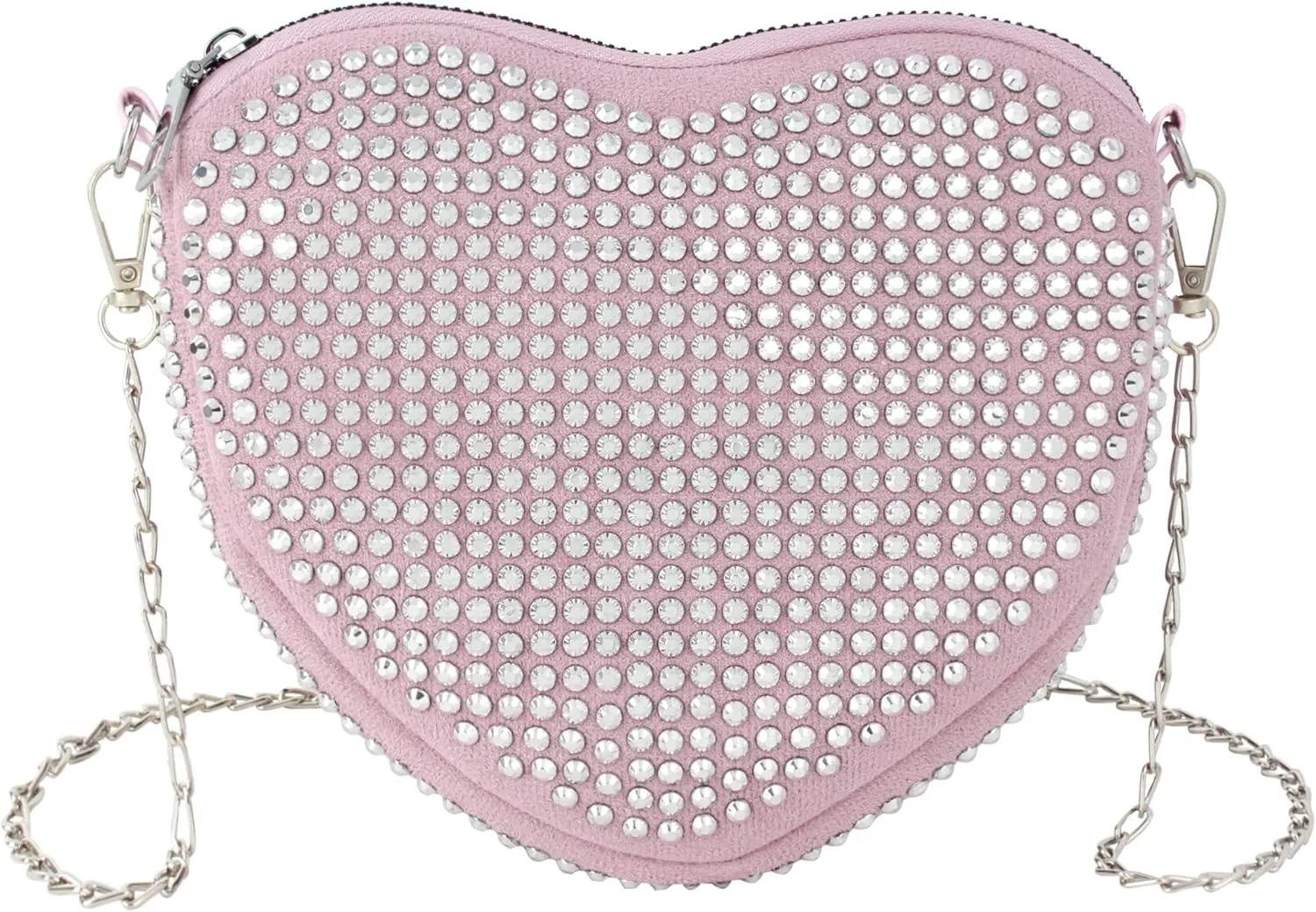 Women's Small Rivets Cross Body Heart Shape Satchel Purse Handbag Fashion Shoulder Chain Bag