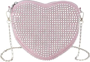 Women's Small Rivets Cross Body Heart Shape Satchel Purse Handbag Fashion Shoulder Chain Bag
