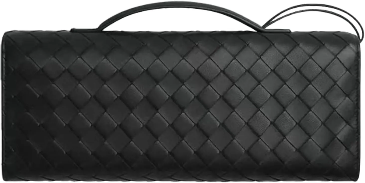 Women's Trendy Woven Evening Clutch Purse PU Leather Crossbody Underarm Shoulder Handbag Cute Satchel Wallet