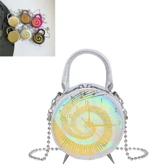 Women’s Vintage Round Clock Designer Crossbody Bag Unique Steampunk Shoulder Purse for Women Novelty Handbag