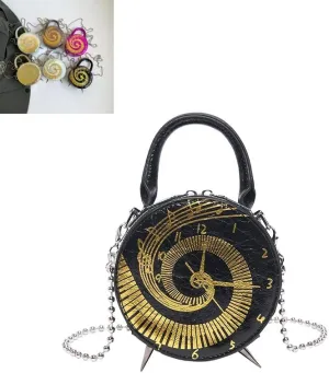 Women’s Vintage Round Clock Designer Crossbody Bag Unique Steampunk Shoulder Purse for Women Novelty Handbag