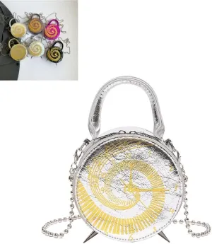 Women’s Vintage Round Clock Designer Crossbody Bag Unique Steampunk Shoulder Purse for Women Novelty Handbag
