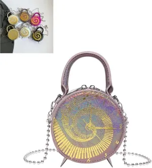 Women’s Vintage Round Clock Designer Crossbody Bag Unique Steampunk Shoulder Purse for Women Novelty Handbag
