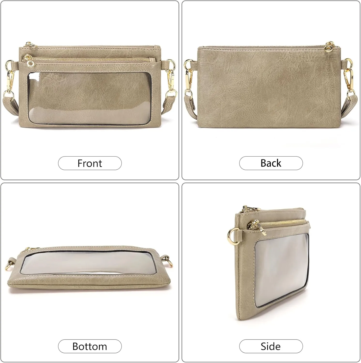 Women's Wallets Leather Small Crossbody Bag Wristlet Clutch Purse Slim Ladies Phone Bags with Shoulder Wrist Straps
