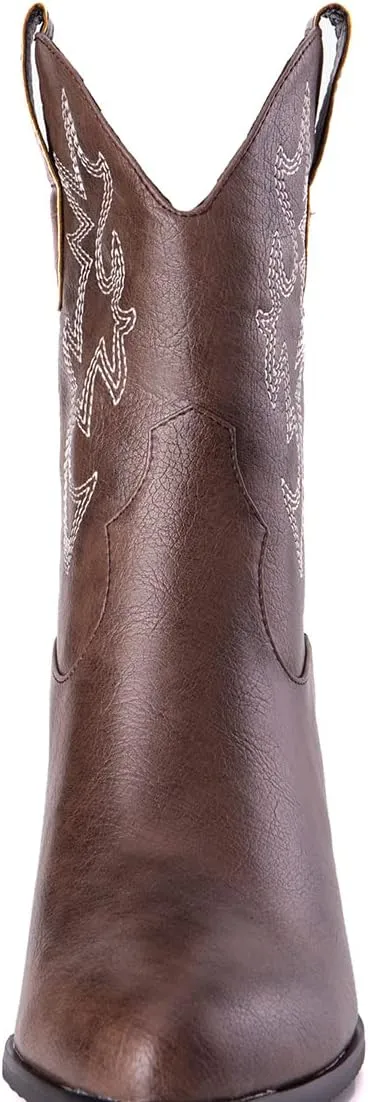 Women's White Embroidered Cowboy Ankle Boots