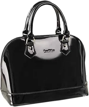 Women's Wild Patent Leather Top Handle Purse Elegant Handbag Multi-Pocket Shoulder Bag Black