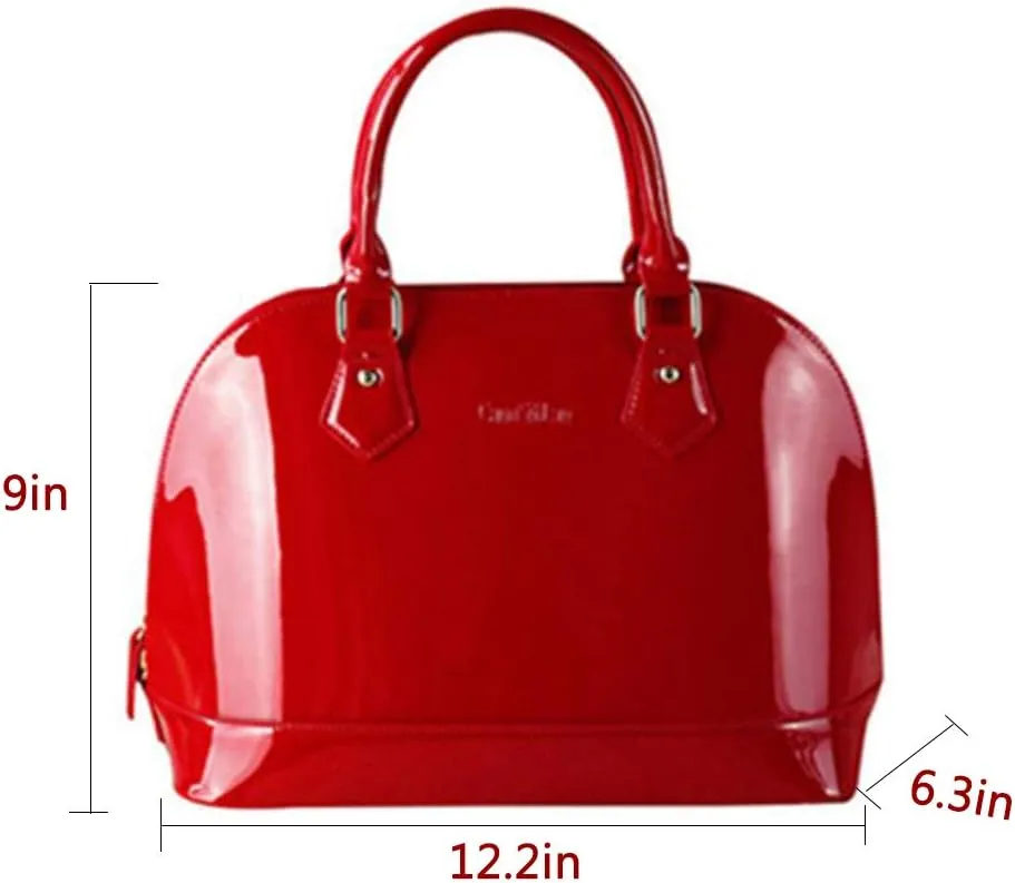 Women's Wild Patent Leather Top Handle Purse Elegant Handbag Multi-Pocket Shoulder Bag Black