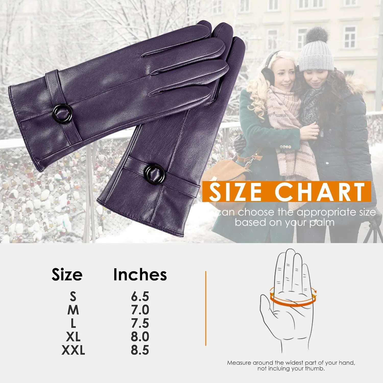 Womens Winter Leather Gloves Touchscreen Texting Warm Driving Lambskin Gloves