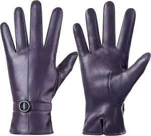 Womens Winter Leather Gloves Touchscreen Texting Warm Driving Lambskin Gloves