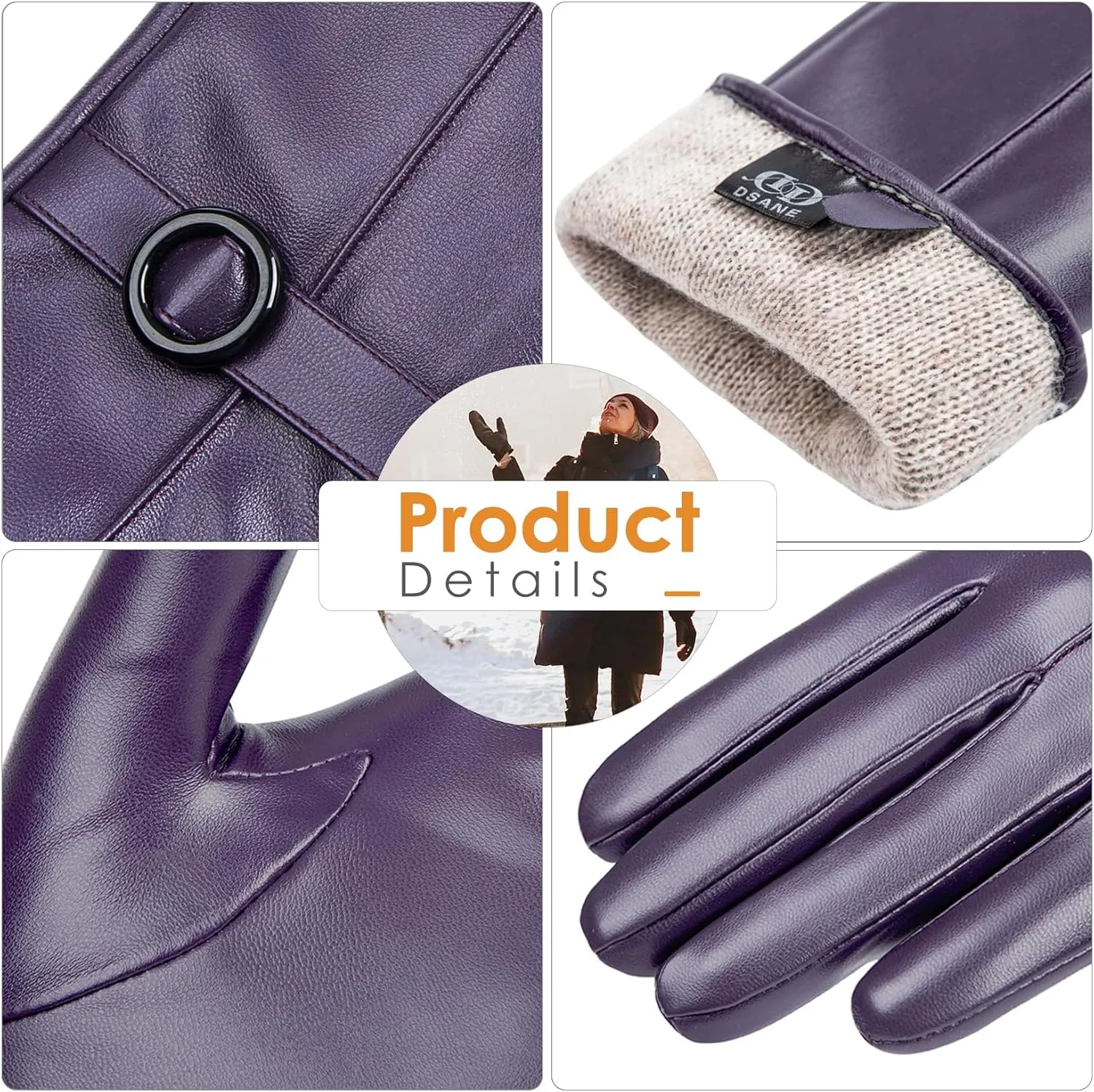 Womens Winter Leather Gloves Touchscreen Texting Warm Driving Lambskin Gloves