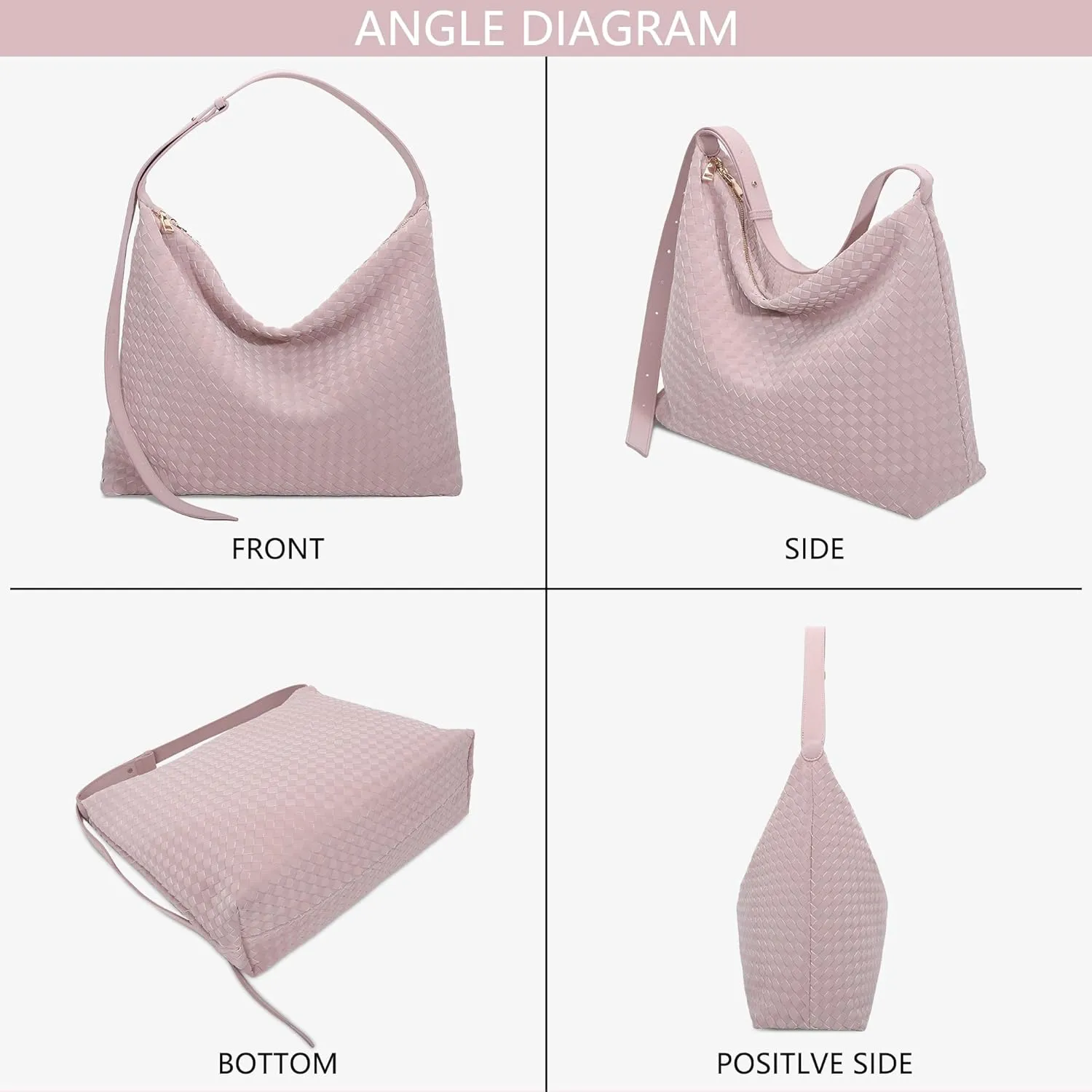 Woven Bag for Women, Vegan Leather Tote Bags Large Hobo Purses for Women Handmade Shoulder Bag with Adjustable Strap