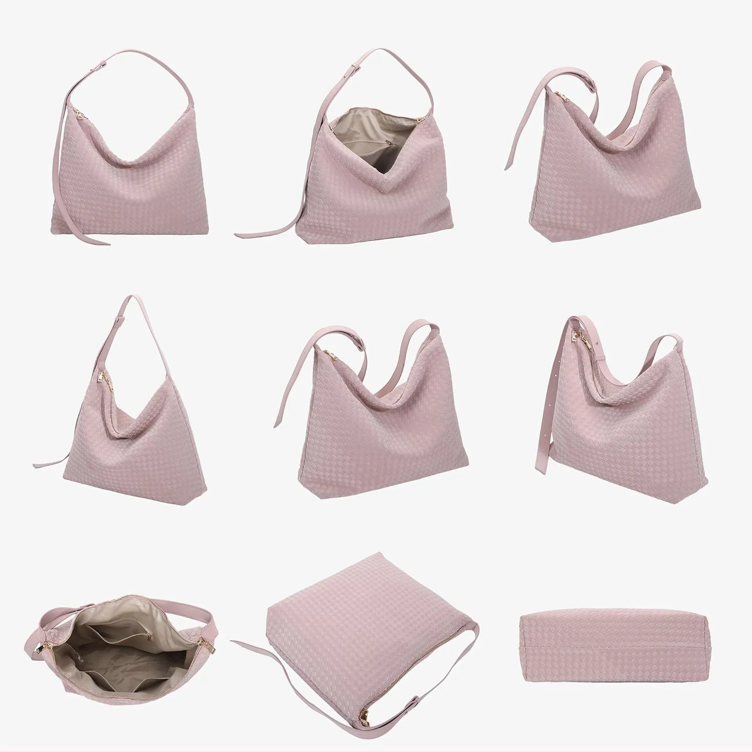 Woven Bag for Women, Vegan Leather Tote Bags Large Hobo Purses for Women Handmade Shoulder Bag with Adjustable Strap