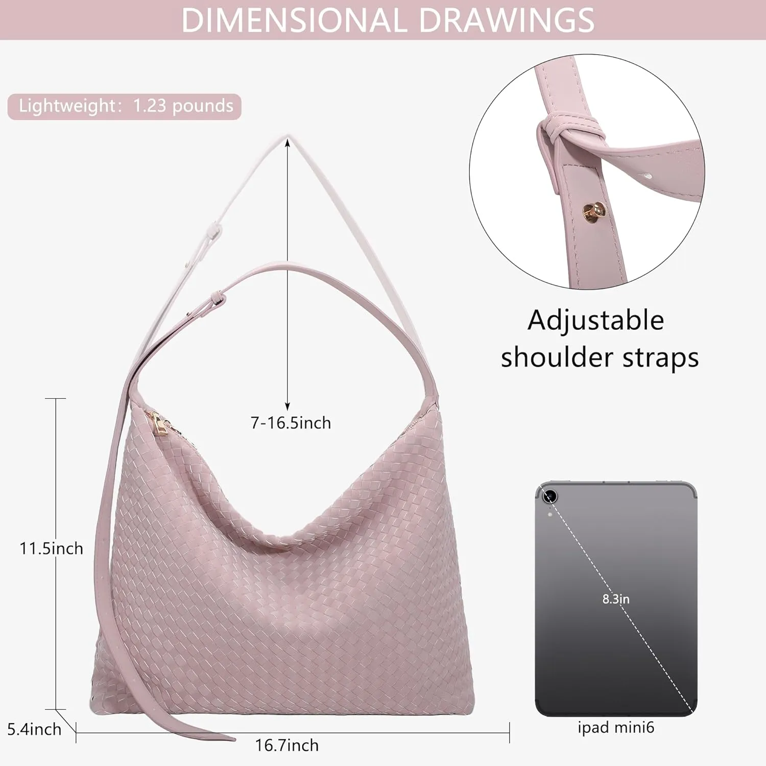 Woven Bag for Women, Vegan Leather Tote Bags Large Hobo Purses for Women Handmade Shoulder Bag with Adjustable Strap