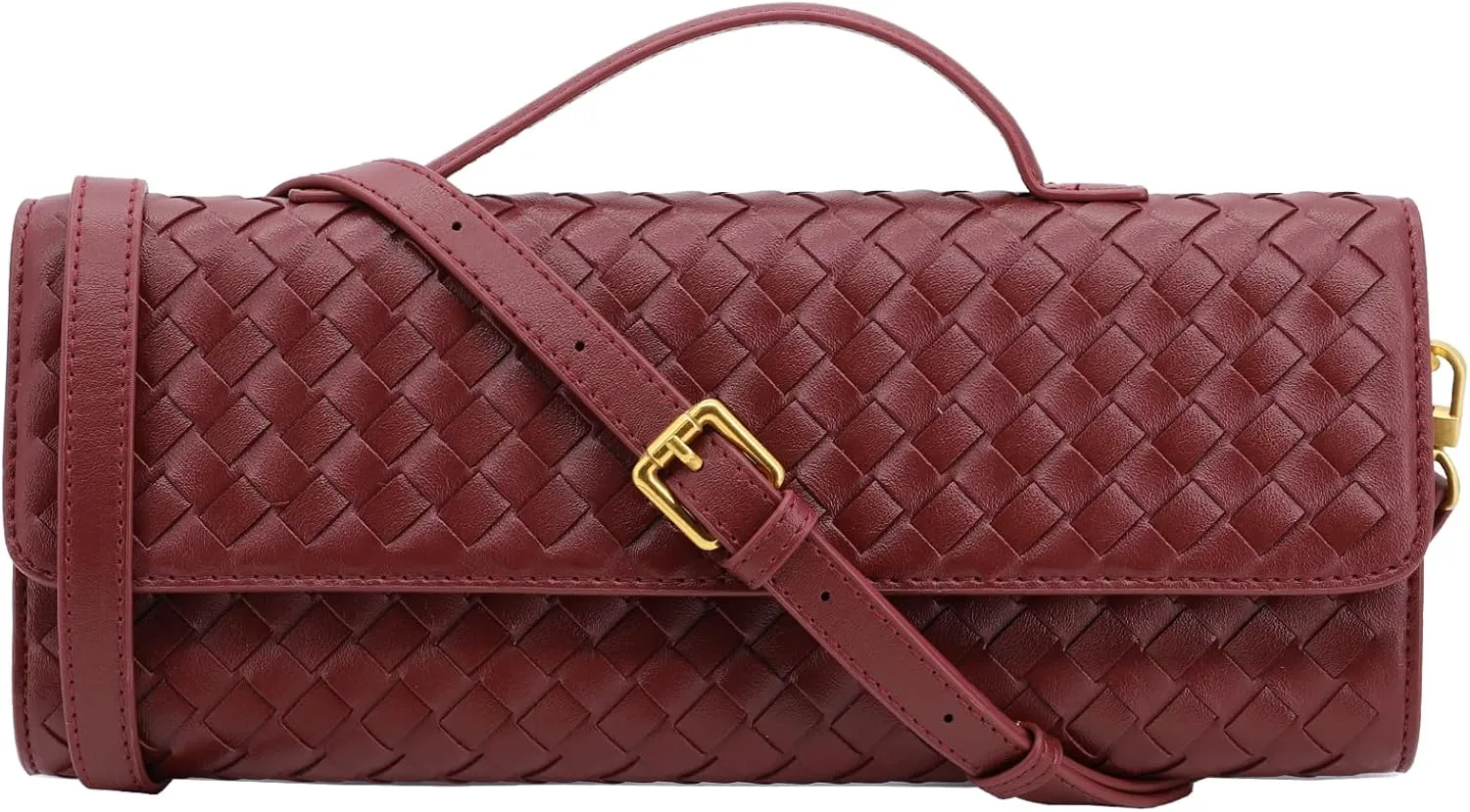 Woven Clutch Purse for Women Designer Shoulder Handbag Leather Crossbody Evening Bag with Detachable Chain