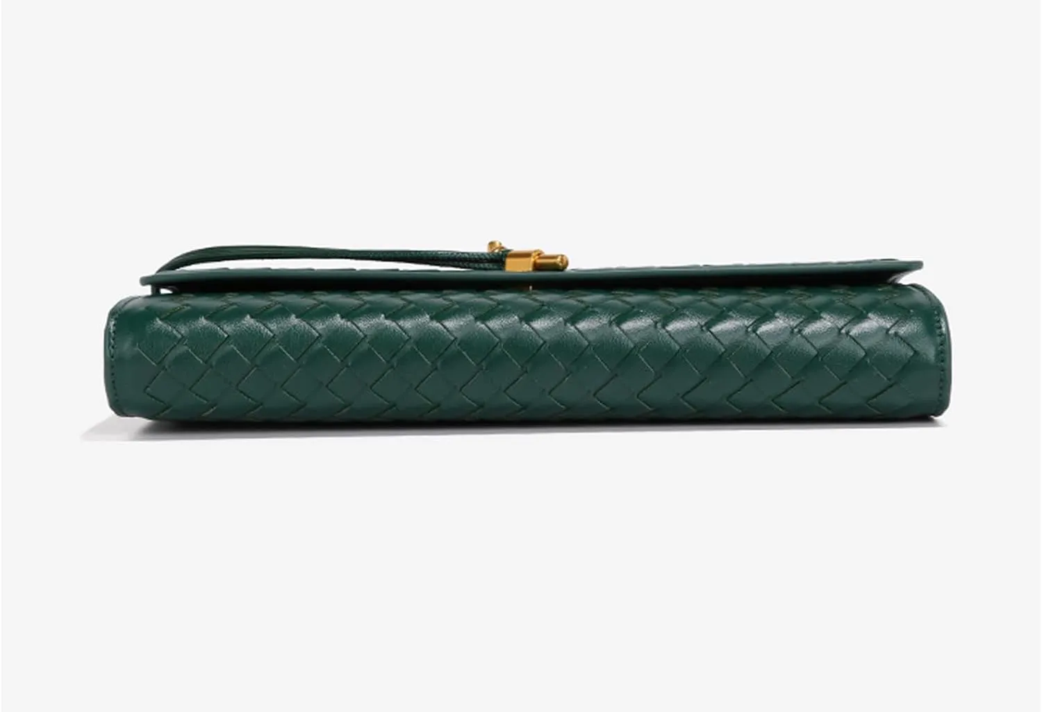 Woven Clutch Purses For Women, Woven Leather Crossbody Bag Purse Rectangle Clutch Bag & Unique Gold Knot Closure