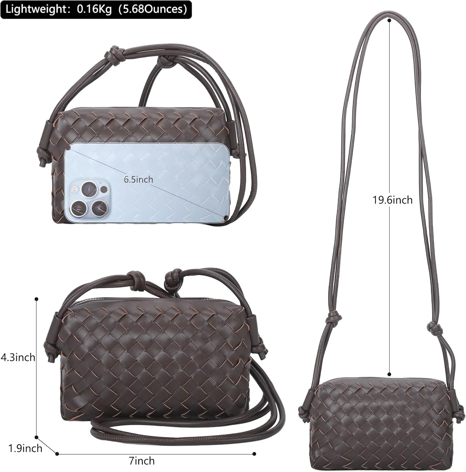 Woven Crossbody Bags for Women,Handwoven Small Purses for Women,Vegan Leather Handbag Trendy Shoulder Bag